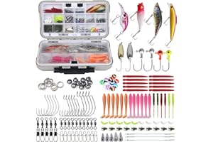 KOOLYOUTH Angelköder Set mit Angelbox, 137 PCS Angelzubehör Set einschließlich Spinner, VIB, Gummifische für Hecht, Zander, Forelle, Barsch, Köderbox Angeln Angel Köder für Süßwasser Salzwasser
