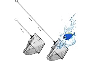 Filhome Telescopic Aquarium Fish Net, Fine Mesh Fish Net for Fish Tank with Extendable Long Handle
