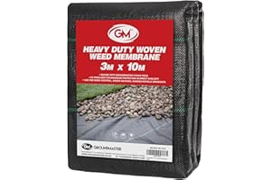 GroundMaster 3m x 10m Heavy-Duty Weed Control Membrane Woven Polypropylene Ground Cover Fabric for Gardens, Landscaping, Driveways and Patios - Easy Install Weed Membrane with Water Permeable Barrier