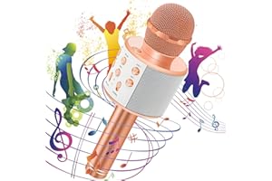 HAYRUOY Mikrofon do karaoke dla dzieci, mikrofon Bluetooth dla dzieci, 4 w 1, świetny jako zabawka dla chłopców i dziewcząt, prezent w domu, na imprezę, do karaoke, dynamiczny mikrofon do ios/Android