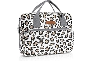 Bible Cover for Women, Losong Bible Carrying Book Case with Durable Handle & Multi-Pockets Organizer Church Tote for Girls Catholic Christian Gifts, Fits for Study Bible Bag (Patent Design Leopard)