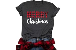 tiorhooe Christmas T Shirts 2025 Women Xmas T Shirt Ladies Funny Christmas Tshirt