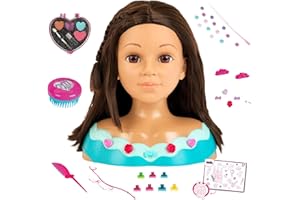 Theo Klein 5201 Schmink- und Frisierkopf Mia I Inkl. Kosmetikherz und Haarschmuck I Wasch- und kämmbares Haar I Maße: 23,5 cm x 13 cm x 27 cm I Spielzeug für Kinder ab 3 Jahren