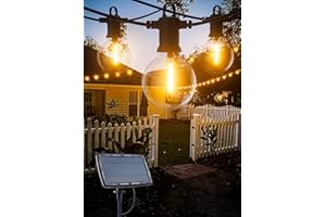 Zuske Solar Festoon Lights Outdoor, 15M/50FT Solar Lights Outdoor Garden with 25+2 G40 Globe Shatterproof LED Bulbs, Waterproof IP65 String Lights for Outside, Indoor, Wedding, Party(Warm White)