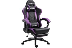 Dowinx Sedia da gaming, ergonomica, da ufficio, per PC, con supporto lombare, stile racing, in pelle PU, con poggiapiedi estraibile, grande