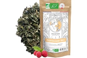 Ascenbio ✿ Feuilles de Framboisier BIO FRANCE 100g ✿ Pour Tisane Fin de Grossesse, Allaitement, Règles douloureuses ✿ Préparé et conditionné en France ✿ Emballage biodégradable