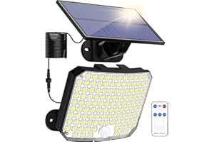 KERNOWO Solar Lights Outdoor, Solar Security Light with Motion Sensor 118 LED Solar Powered Pir Wall Lights with 16.5Ft/5M Cable for Garden, Yard, Pathway - IP65 Waterproof, Separate Solar Panel, 1 Pack