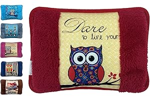VITBEL Borsa Acqua Calda Elettriche con Morbida Fodera in Peluche; 500 watt;Temperatura max 75°C;utile come Scaldamani e Scaldapiedi;Ideale per Alleviare Dolori Muscolari,Dorsali e Mestruali (Gufo-Rosso)