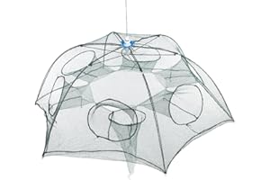 LIOOBO Foldable Bait Cast Mesh Trap Net Portable Fishing Net Shrimp Cage for Fish Shrimp Minnow Crayfish Crab Swimming Circle 6 Holes