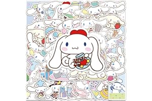 LYLSDSB Cinnamoroll BabyCinnamoroll Aufkleber 50 Stück Vinyl Tier Aufkleber für Laptop Wasserflasche Fahrrad Skateboard Gepäck iPhone Computer,Wasserdicht Cute Big Ear Dog Sticker für Jugendliche Kinder