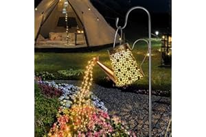 FLSEPAMB Watering Can Solar Lights Garden, 90+1 LED Solar Garden Ornaments Outdoor Light, IP65 Waterproof Warm Watering Can with Cascading Lights for Pathway, Patio(with Bracket)
