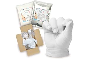 Lucky Hands® Kit per Impronte 3D | per stampi di mani | Idea regalo Festa della mamma (7-48 mesi | con accessori, 4-6 stampi)