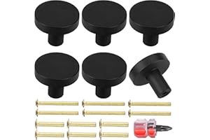 Nokwocy 6 Pezzi Pomelli per Mobili, Pomolo per Mobili Rotondo,Maniglia Rotonda per Armadi, Pomelli per Mobili in Alluminio con Viti, Adatti per Cassetti, Armadietti, Armadi (Nero)