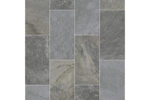 247Floors Forli Tile Effect Vinyl Flooring 2.3mm Realistic Foam Backed Slip Resistant Lino (3m x 3m / 9ft 10" x 9ft 10", Mixed Stone Tiles)