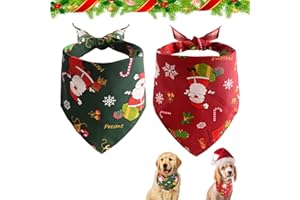 Aohcae 2 Stück Weihnachten Hund Bandana, Rot mit Grün Haustier Bandana Hundehalstuch Weihnachten Hunde Hunde und Kleine Mittelgroße Welpen Katzen