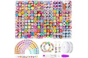DTYDECLE 480PCS Polymer Clay Beads, 24 Style Cute Fruit Flower Heart Mushroom Clay Beads Charms for Jewelry Necklace Earring Making, DIY Bracelet Making Kit Accessories for Women Girls