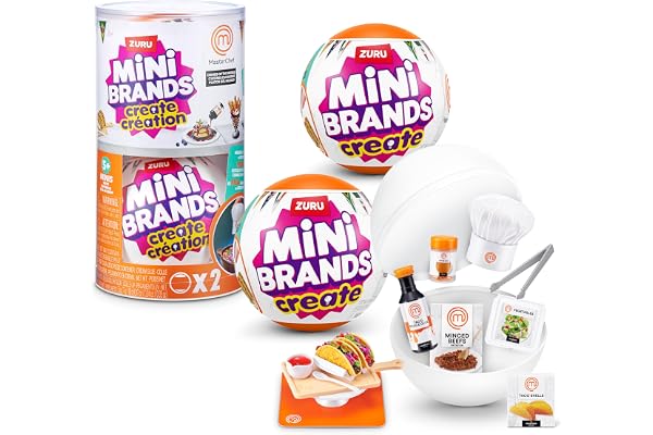 Mini Brands Create MasterChef Série 2 2 Pack de ZURU – Vrais Mini Plats avec Ingrédients, Outil UV LED et Carte Recette | Jouet DIY Capsule Non-Comestible à Collectionner pour Enfants, Ados et Adultes