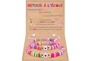 CheersLife Mere Fille Bracelet Mere Fils Cadeau Noel X Cadeau Fetes Des Mere Anniversaire Femme Ado Fille Original Idee Coeur Dinosaures Puzzle Bijoux Retour à l'école Le Premier Jour D'École