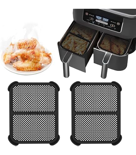 2 Protections Anti-éclaboussures Pour Air Fryer + 2 Brosses - Silicone Résistant à 240°C - Compatible Ninja Et Autres Modèles Grille Pour Air Fryer Ninja