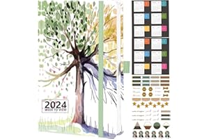 Nitukany Diary 2024 Week to View A5 Runs from January 2024 to December 2024, Faux Leather Hard Cover Weekly Diary for School Business & Office 5.7''x8.3''