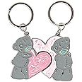 Me to You Tatty Teddy Two-Part Heart Keyring Gift Set - Official Collection,Gray, Pink