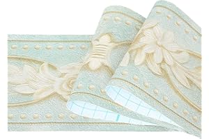 Yoillione Tapetenbordüre Selbstklebend Wandbordüre Bad Bordüre Grün, Wasserdichte Klebe Tapete Bordüre Wand Bordüren für Wohnzimmer Badezimmer Schlafzimmer Wanddeko Stciker