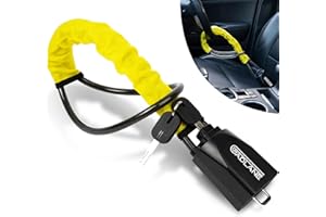 GADLANE Bloccasterzo per cintura di sicurezza, doppio dispositivo antifurto per auto, ad alta visibilità, adatto per auto, roulotte, con 2 chiavi (Giallo)