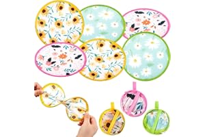 Namalu 6 Stück Japanische Faltbare Handfächer Runde Falten Fächer Sommer Festival Handfächer Tragbare Schöne Blumen Muster Japan Fächer für Geschenke Party Heimdekoration Persönliche Deko