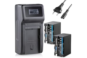 2X Blumax Akku NP-F970 / NP-F960 LG Zellen 7850mAh + Turbo-Ladegerät | kompatibel mit Sony NP-F750 NP-F550 NP-F990 für Blitzgeräte Videoleuchten Fieldmonitore