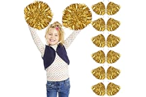 NEWTIC 12 Piezas Pompones Animadora, Pompones Cheerleader, Pompones Azules Animadora, Pompones para Animar, Pompoms Animadoras para la Escuela, Deportes de Salud, Baile Nocturno (63-Cheerleader Pompoms)