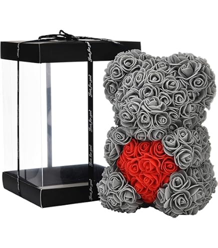 Orso Di Rose Finto 25cm DuHouse - Regalo Romantico Per San Valentino, Anniversari E Compleanni