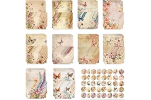 Inodiref Zestaw papieru do pisania, z kopertami, papierem do pisania listów i kopertami, kwiatowy piękny papier listowy w linie vintage do pisania listów, zaproszenia na Święto Dziękczynienia, 160 szt