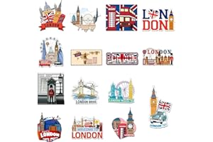 HAFRILY 15 Pcs London Fridge Magnet Big Ben Tower Bridge England Car London Landmark Icons Fridge Magnet London Souvenirs Gifts for Holiday Tourism Home Decoration