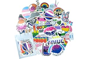 HNTR® Pride Stickers | 50 LGBTQ Waterproof Vinyl Decals | Rainbow Equality & Pride Badge Style Stickers for Laptops, Bottles, Journals & Scrapbooks