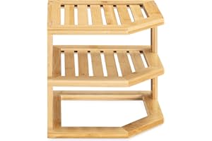 Navaris Bambusowa półka narożna, organizer narożny do kuchni lub łazienki, wysokość 24 cm, 3-poziomowa półka do przechowywania talerzy, szafki, blatu, szafki
