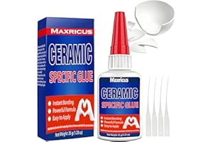 MAXRICUS ​35g Ceramic Glue - Strong Repair Adhesive, High Strength, Fast Drying Clear Bond for Porcelain, Pottery, Glass,Tile,Crafts - Waterproof, Heat Resistant,Repair Kit