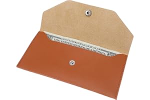 TEAAHA Money Wallets for Cash Gifts, Money Envelopes Wallet Genuine Leather Purse Organizer Reusable Budget Envelope Wallet Retro Clutch Wallets for Men Women Cash Check Billing, Minimalist Design (Brown)