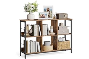 ‎VASAGLE VASAGLE Regal mit 2 Ebenen, Bücherregal, Standregal mit 6 Fächern, für Wohnzimmer, Schlafzimmer, Arbeitszimmer, Küche, 33 x 120 x 80 cm, vintagebraun-tintenschwarz LLS104B01