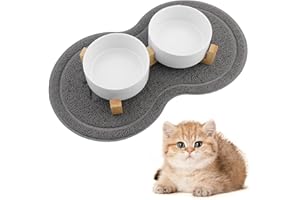 Zosenyer Comedero Gato, 400ML Alimentadores para Gatos y Perros Elevados, con 2 Cuencos, Capaces de Adaptarse a los Comedero Perro de Cachorros y Gatos