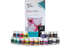 Mont Marte Textilfarben Set – 20 Stück x 20ml – Waschfeste Stoffmalfarben – Hochwertige Farben – Ideal für Kleidung, Taschen und allen Stoffen