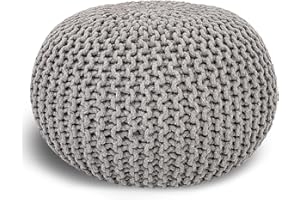 Casamia Pouf Ø 55 o Pouf/sgabello a maglia, cuscino da pavimento, 45 cm, per interni, diametro 55 cm, colore grigio chiaro