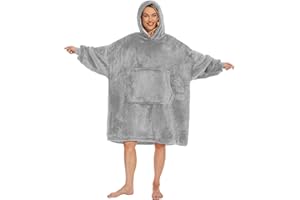 Gentlewarm Oversize Felpa Coperta Con Maniche E Tasca Grande Sherpa Pile Coperta Indossabile Calda Felpa Con Cappuccio Invernale Per Adulti, Donna, Uomo E Adolescenti