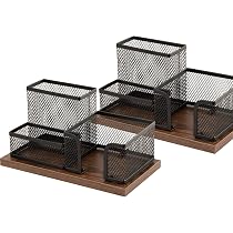 4-Pack Rose Gold Metal Mesh Desk Mail Organizers - 3-Slot File Holder For Papers, Mail, Bills - View #3