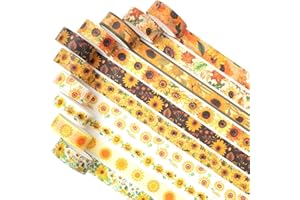 YUBX Słonecznik Washi Tape Masking Tape VSCO dekoracyjna taśma klejąca kolorowa do majsterkowania, rzemiosła, dzienników, planerów, scrapbookingu, opakowań, 10 rolek