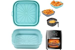 OUSDRA Moldes de Silicona para Freidora de Aire, 2 Piezas Reutilizables, Bandeja Cuadrada Accesorios para Freidora sin Aceite, Cesta para Air Fryer, Microondas y Horno