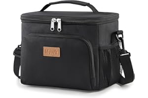 Lifewit Bolsa Termica porta Alimentos 9L, Bolso Nevera Portátil Pequeña, Impermeable Bolsas Comida Trabajo para Hombre y Mujer, Lancheira Termicas para Playa, Picnic, Viaje, Negro