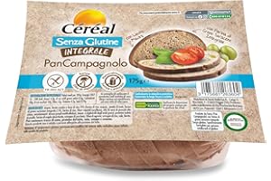 CÉRÉAL PAN CAMPAGNOLO INTEGRALE, Pane senza glutine e lattosio, Con lievito madre, A base di farina di grano saraceno integrale, ottimo per colazione, pranzo e cena, 175 gr