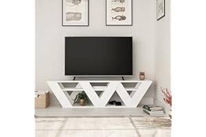 HOCUS PICUS Modern TV Stand for up to 65-inch TVs, Tv Stand Media Unit, Tv Console, 2 Tiers Unit Component for Storage Shelf for Living Room, Bedroom etc. with Multi Colour Option (White)