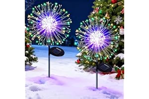 Joycome Solarne oświetlenie bożonarodzeniowe, na zewnątrz, 2 sztuki, 150 diod LED, dekoracja bożonarodzeniowa, 8 trybów pracy, fajerwerki, lampy ogrodowe, wodoszczelne lampy solarne na balkon,