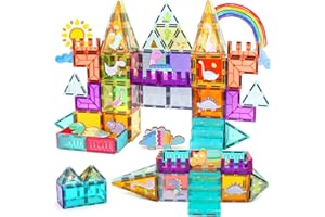 AVIALOGIC Magnetic Building Blocks Dinosaur Toys for Kids, Clear 3D Magnetic Tiles Construction Toy with Dinosaur Theme, Educational Preschool Learning Toys Gifts for 3+ Years Old Boys and Girls - 42PCS